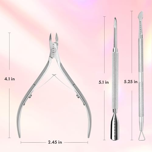 Makartt 3-Pack Silver Cuticle Nipper Set, Pusher & Nail Trimmer - size: Silver-3pcs