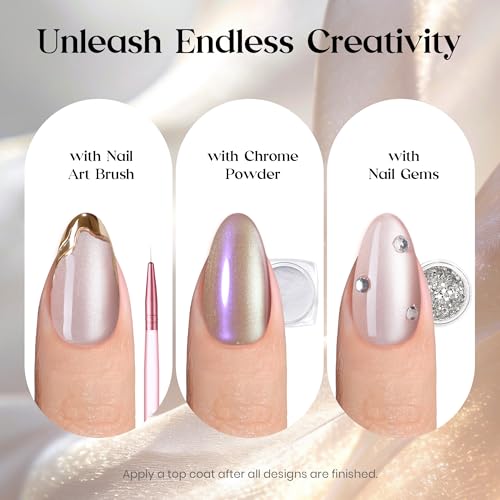 Beetles Cat Eye Press on Nails, 160Pcs Short Almond Nail Tips Motion Glow - color: 9-Champagne Gold CatEye-S