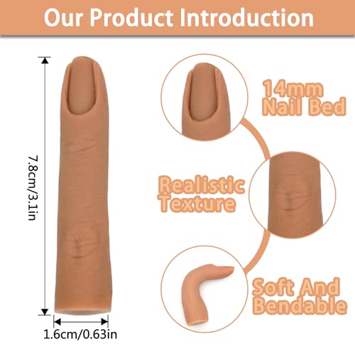 Silicone Practice Fingers for Acrylic Nails, Soft Silicone Fake Finger to Practice Fake Nails Bendable Nail Training Finger Flexible Practice Nail Finger for DIY Nails(Color 4) - color: 4# Silicone Finger