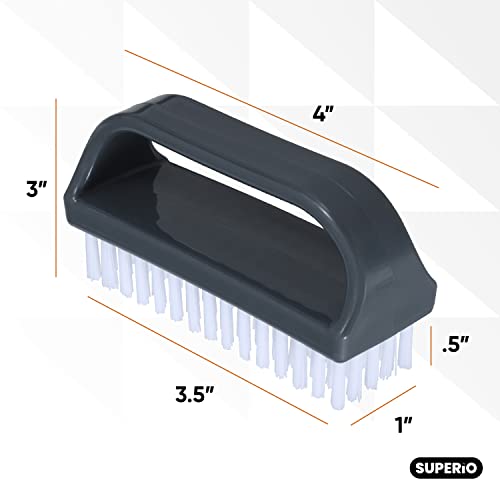 Superio Stiff Nail Brush for Cleaning Fingernails Small Scrub Brush with Handle, Cleaning Brushes for Hands, Toes, and Nails (Black, 3 Pack) - color: 3 Pack