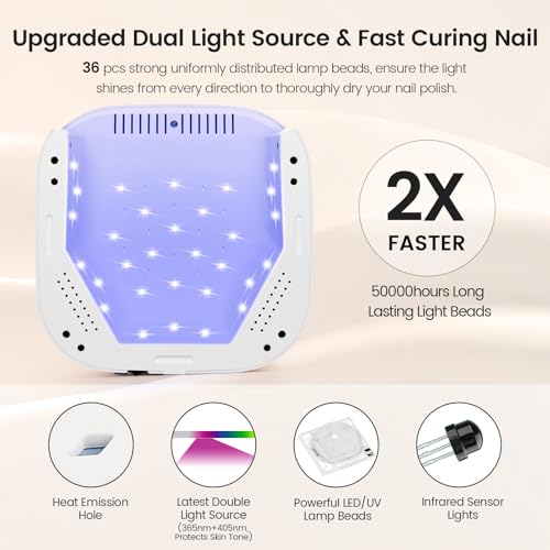 Lavinda 54W Nail Lamp UV Light for Gel Nails, Cherry Print - color: Cherry