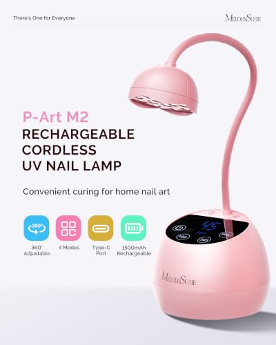 MelodySusie Gooseneck Cordless UV Nail Lamp P-ArtM2 Light for Nail Tips - color: Pink