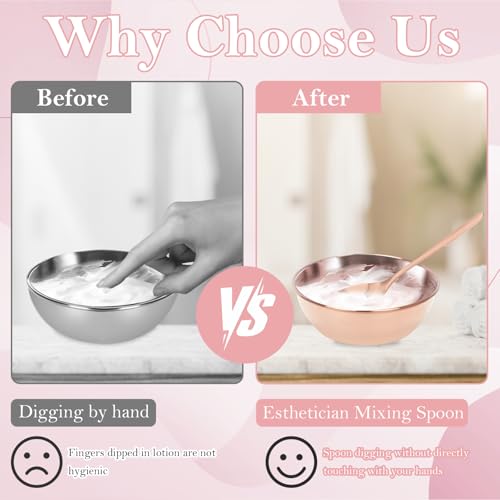 9 PCS Rose Gold Esthetician Supplies 4 Rose Gold Facial Bowls Esthetician 4 Facial Mixing Spoons Facial Mask Mixing Bowl Large Stainless Steel Skin Care Tray Esthetician Spoons for Spas - color: Rose Gold