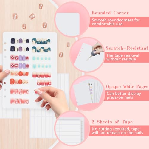 KEIFIN 6 Pcs Press On Nail Book Display Organizer Binder A5 Inserts, White - color: WHITE
