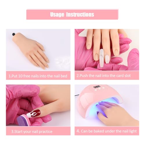 Nail Pratice Training Hand for Acrylic Nails with Stand Bracket,Soft Silicone Maniquin Hand, Flexible Bendable Nail Practice Fake Hand for Nails Art Practice Tool - color: 1#, size: Right Hand
