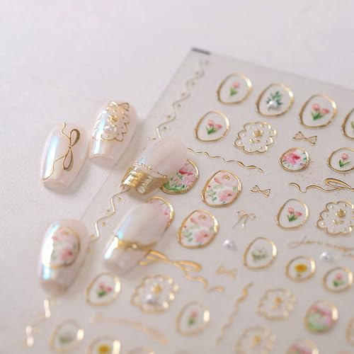 Nail Art Stickers 5D Embossed Tulip Flowers Designs - color: Tulip Flowers