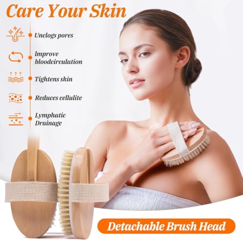 Toe Brush Scrubber & Long Handle Bath Brush with 2 Detachable Brush Heads