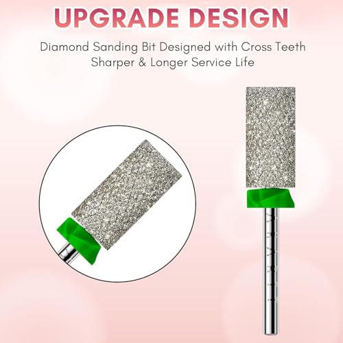 Makartt Nail Drill Bits - Large Barrel Carbide Diamond Sanding Bit for Gel Nails Polish Remove, Upgrade Drill Tips with Cross Teeth and Dust-Proof Ring for Manicure Salon Shaping, C #80 Grit - size: Diamond Barrel Bit-C