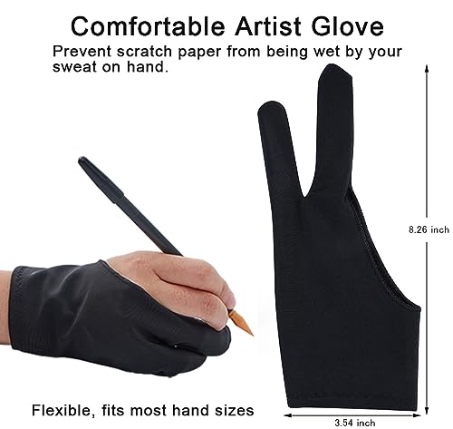 Scratch Painting Art Tool, 11 Pieces Scratching Drawing Tool Set, Including Artist Glove, Tool Bag, Scratch Coloring Pens, Plastic and Wooden Stylus, Scraper, Clean Brush