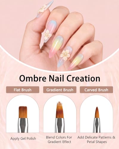 6 Nail Art Brushes with Dotting Tools and 5 Liner Brushes for Nails Detail - color: APink