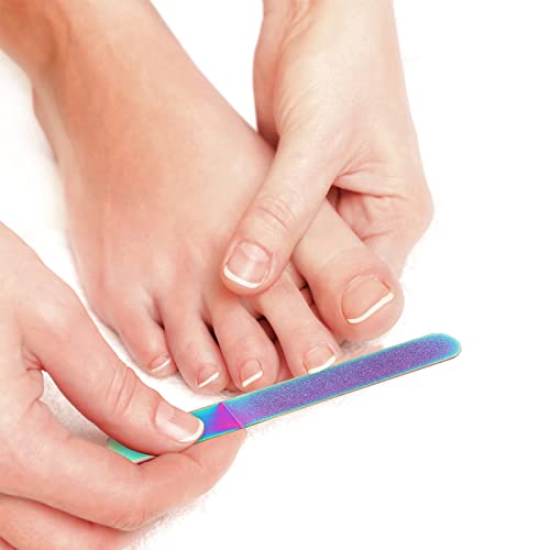 Mudder 3 Pcs Stainless Steel Diamond Nail File Set Rainbow Color - color: Rainbow Color