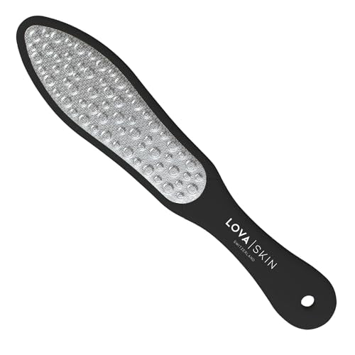 LOVA Skin Black Professional Foot File | Stainless Steel Foot Scraper and Callus Remover Tool | Double-Sided Pedicure Foot File for Dead Skin and Hard Heel Removal | Durable Hygienic Design - color: Black