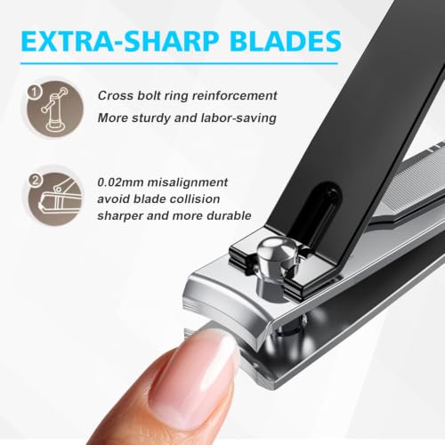 Nail Clippers Set,Fingernail&Toenail Clippers with Nail File,Black - color: Black