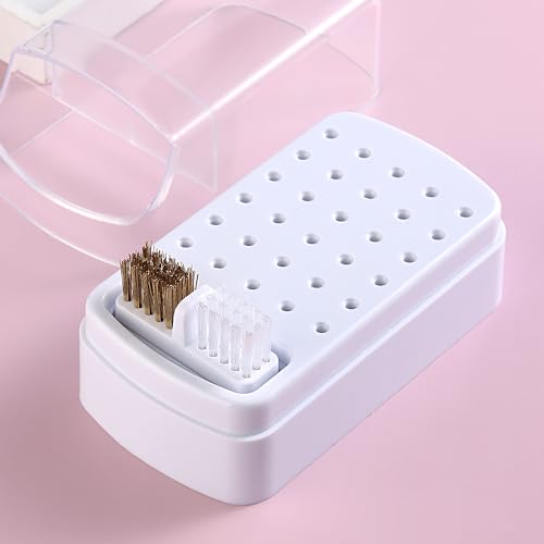 2 in 1 Nail Bit Holder & Cleaner 30 Holes Drill Bit Organizer - color: White