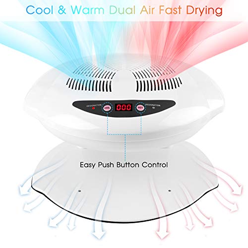 Air Nail Dryer, 400W Intelligent Automatic Sensor Hot & Cold Air Nail Polish Drying Fan Manicure Tool for Home Salon Both Hands and Feet Use, White