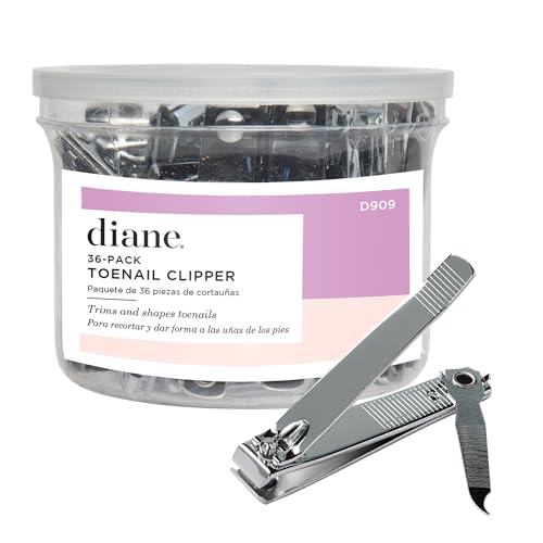 Diane D909 Stainless Steel Straight Edge Toenail Clipper with Fold Out File for Natural Nails - 36 Pack Bin - style: Toe Nail Clipper Straight Edge