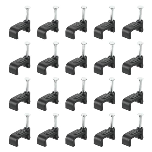 uxcell Cable Clips with Steel Nail, 100Pcs 12mm/0.47" Plastic Cable Wire Clips, Ethernet Cable Clips Nail in Cable Clips for Home Wires Cables Cords Management, Black - size: 12mm