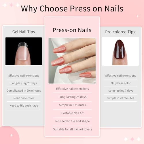 Skycloud Orange Cat Eyes Press On Nails - 24 Pcs Soft Gel Medium Coffin False Nails Kit with Nail Glue, Reusable Stick On Nails for Women and Girls (SK0859) - color: SK0859-Orange