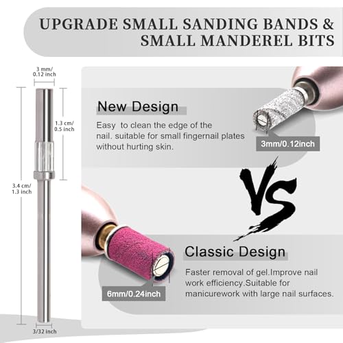 BLESWIN 500pcs Small Sanding Bands for Nail Drill Bit, 240 Fine Grit with 2pcs 3mm Drill Bits, Mini Grit Sanding Bands with Polishing Natural Nails and Cleaning Cuticle for Preparation, White - size: 500Pcs 240 Grit-White