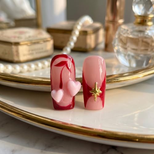 Medium Square Press on Nails Handmade Red Gradient False Nails - color: style5
