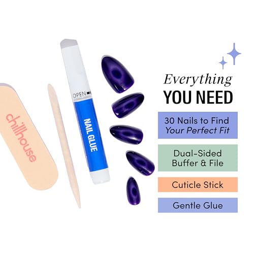 Chillhouse Chill Tips Signatures Press On Nails Kit, Szn of the Witch - 30 Nail Shapes & Sizes, Dual-Sided Buffer & File, Cuticle Stick & Glue - Long-Lasting Nail Art Manicures - color: Szn of the Witch