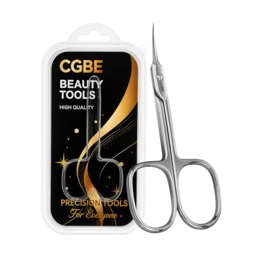 CGBE Curved Cuticle Scissors, Extra Fine Pointed Tip, for Russian Manicure - color: ['Silver']