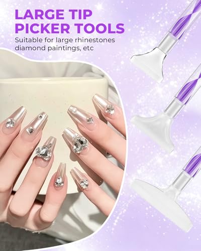 5.0 Pro Rhinestone Picker Tool Kit 16pcs, Bedazzling Pen | Diamond Art Tool - color: Deep Purple/White