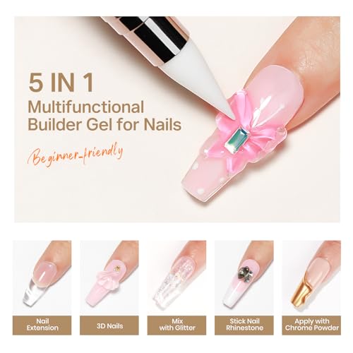 MIZHSE Solid Builder Gel for nails, 3 Colors Sculpting Gel for Nails - color: 15g Clear+White+Pink