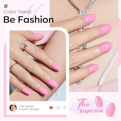 modelones Short Press on Nails, Pink Oval Fake Nails Kit Nails Press Ons - color: A4-Pink