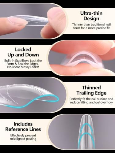TOROKOM Sandwich Nails Dual Forms for Builder and Poly Nail Gel Extensions - color: Almond