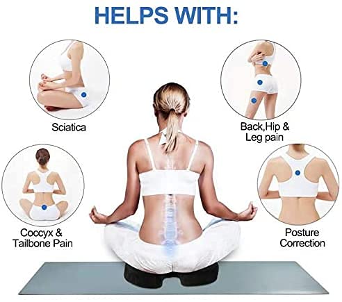 Memory Foam Seat Cushion, for Sciatica, Back, Hip, and Tailbone Pain Relief, Firm Comfortable, Support for Office Chair, Wheelchair, Car. Non-Slip Orthopedic Memory Foam Coccyx Cushion 2 Pk