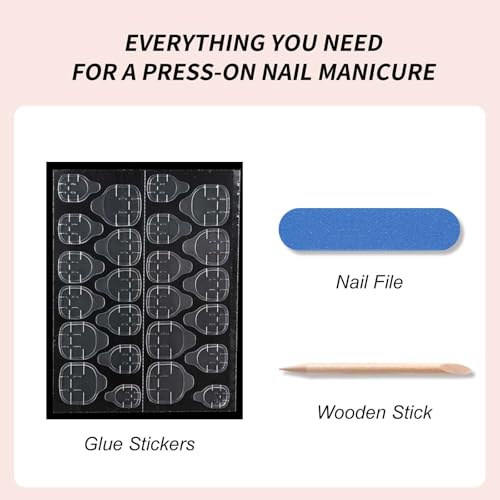 Short Almond Press On Nails - Polka Dot, Striped - color: Color-35