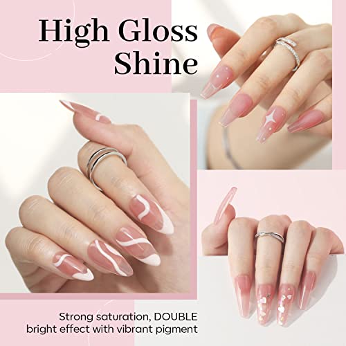 modelones Pink Gel Nail Polish Jelly Nude Soak Off UV/LED Gel Polish 15ML - color: A0-Baby Pink Jelly