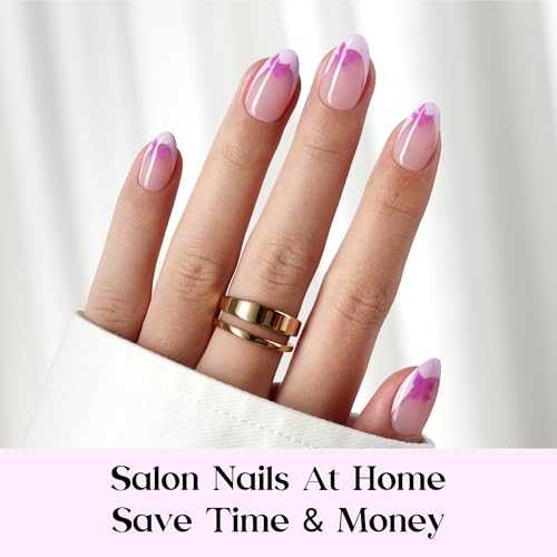 Beetles Purple French Tips Press On Nails, 160 Pcs Short Almond - color: 5 - Purple French - S
