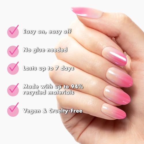 Olive & June Effects Super Stick Press-On Nails, Pink Chrome Gradient - color: Pink Chrome Gradient (Pack of 1)