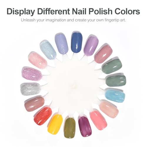 20Pcs False Nail Swatches Wheels for 360 Color Nail Tips Acrylic Nail Art Polish Display Nail Practice Tips Board for Manicure, Home DIY/Nail Art Salon Show, Natural - color: 20Pcs Natural