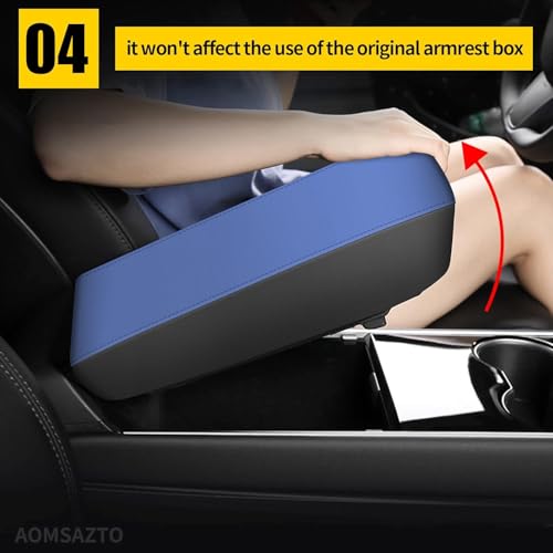 AOMSAZTO Armrest Console Covers for 2013-2018 Nissan Altima Blue Leather - color: Black With Blue, size: 2013-2018