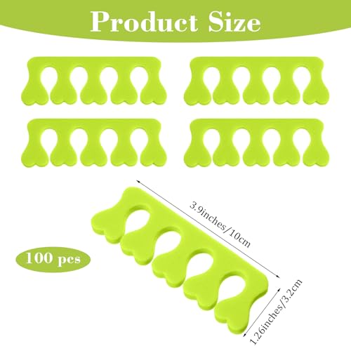 100 Pcs Sponge Toe Separators Soft Finger Separators Premium Pedicure Tool Kit Flexible Toe Divider Spacer for Polishing Pedicure Manicure Coating Nail Art Beauty Accessories (green) - color: green