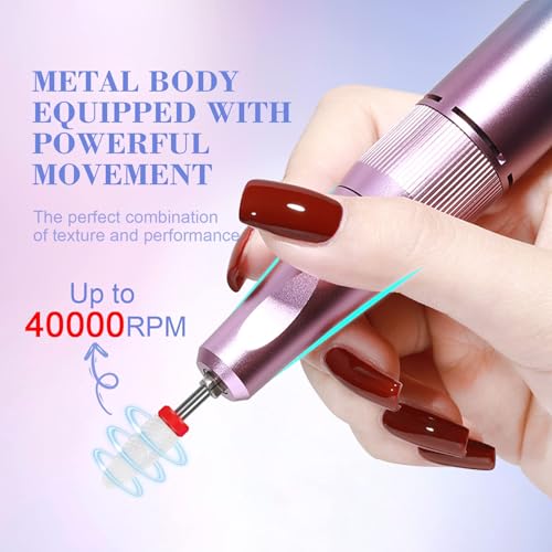 SAVILAND Nail Drill: 40000RPM Professional Nail Drill Kit for Thick Nails, Rechargeable Nail File with with Ceramic Nail Drill Bits 56 Sanding Bands for Acrylic Nails Gel Polishing Removing Tech Salon - color: Gradation Blue