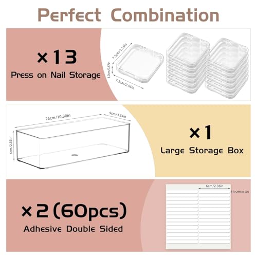 13Pcs Press on Nail Storage Box with 1 Storage Box, Nail Display