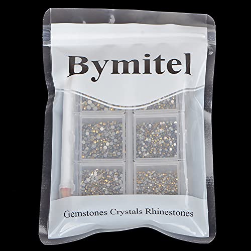 Bymitel 7200 Pieces 6 Mixed Sizes Glue Fix on Glass Rhinestones Round Crystal Gems Flatback for DIY Jewelry Making with one Picking Pen (6-Sizes 7200PCS, Aurum) - color: Aurum, size: 6-SIZES 7200PCS