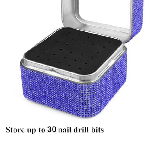 Cellentool 25 Holes Nail Drill Bits Holder Rhinestone Case Box - color: Deep Blue, size: 25 Holes