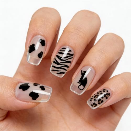3Pcs Cute Animals Nail Stamping Plate Set Cat Puppy Butterfly Nail Stamp Templates Zebra Cow Texture Metal Reusable Tools with Stamper Scraper for Manicure Printing - color: Animal Pattern