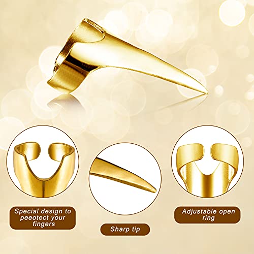 Hicarer 10 Pcs Adjustable Finger Claw Hair Parting Braid Ring Halloween Cos - color: Gold