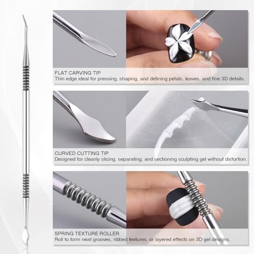 3D Nail Art Sculpting Tools, Dual-Head Carving Pens for Gel