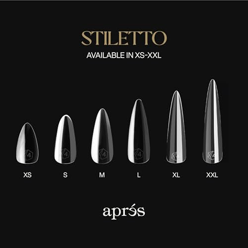Apres Gel-X Sculpted Box of Nail Tips, 14 Sizes 00-9, Soft Gel Tip Box (210pcs) (Sculpted Stiletto Extra Extra Long, 210)