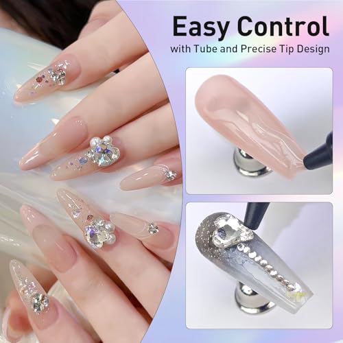 Rhinestone Glue for 3D Gel Nail Art & Nail Charms - Strong Hold Nail Glue (4 Pack, 120g Total) - color: C-30g*4 Rhinestone Glue