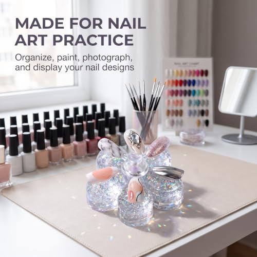 BWESOO Multi-Flower Shape Nail Art Practice Display Stand - Magnetic Tips DIY Nail Crystal Holder, Manicure Tools Accessories