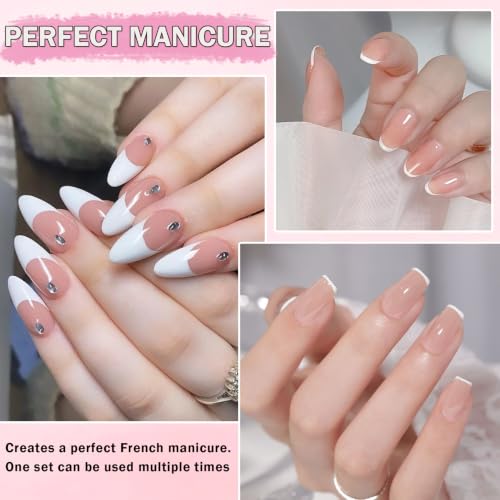 French Manicure Kit,Nude White French Tip Gel Polish,Set C
