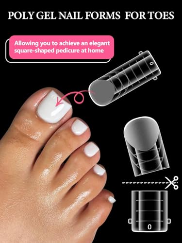 EBANKU 120 PCS Poly Gel Nail Forms for Toes with 75ml Slip Solution - color: 120P with Slip Solution